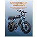 M1 Bici Elettrica Stile Moto, 25 km /h, Pneumatici Fat 20×4.0, Batteria Doppia 48V 15,6+13Ah, Doppia Sospensione, Luci LED, Portata Massima 150kg, Nero - Foto miniatura 5