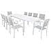 Set Tavolo Giardino Rettangolare Allungabile 200/300 X 100 Con 10 Poltrone In Alluminio Bianco Da Esterno Giardino - Foto miniatura 1