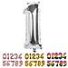 Palloncino Mylar Numero '1' (36cm), Argento, Colore Silver, 36 Cm, 22011 - Foto miniatura 1