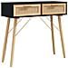 Tavolo Consolle Nero 80x30x75cm Massello Pino E Rattan Naturale - Foto miniatura 2