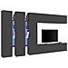 Parete Attrezzata Carmelo, Set Salotto Porta Tv A 5 Ante, Mobile Soggiorno Multiuso, 100% Made In Italy, Cm 340x30h180, Antracite - Foto miniatura 2