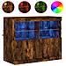 Credenza Con Luci Led Rovere Fumo 81x37x67 Cm - Foto miniatura 2
