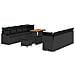 Set Divano Giardino 11 Pezzi Cuscini Nero Polyrattan Acacia, Divano Giardino 2 Posti Box Cuscini Nero Polyrattan, Set Pranzo Giardino 3 Pezzi Cuscini Nero Polyrattan Acacia - Foto miniatura 1