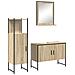 Set di Mobili da Bagno  in 3 Pezzi Rovere Chiaro Legno Ingegnerizzato, Specchio da Bagno  con Mensola Rovere Chiaro 50x12x60 cm Legno Ingegnerizzato - Foto miniatura 1