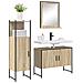 Set di Mobili da Bagno  in 3 Pezzi Rovere Chiaro Legno Ingegnerizzato, Specchio da Bagno  con Mensola Rovere Chiaro 50x12x60 cm Legno Ingegnerizzato - Foto miniatura 3