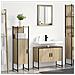 Set di Mobili da Bagno  in 3 Pezzi Rovere Chiaro Legno Ingegnerizzato, Specchio da Bagno  con Mensola Rovere Chiaro 50x12x60 cm Legno Ingegnerizzato - Foto miniatura 4
