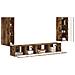 Set mobile TV 4 pcs Rovere fumé Legno multistrato - Foto miniatura 3