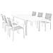 Set Tavolo Giardino Rettangolare Allungabile 160/240 X 90 Con 6 Poltrone In Alluminio Bianco Da Esterno - Foto miniatura 1