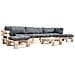 Set Divani Da Giardino Pallet 6pz Con Cuscini Grigi Legno Fsc - Foto miniatura 1