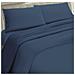 Set Completo Lenzuola 100% Microfibra - Una Piazza E Mezza, Lenzuolo Sopra 180 X 290 Cm, Lenzuolo Sotto 110/120 X 190/200 X 25 Cm, 1 Federa 52 X 82 Cm - Blu - Foto miniatura 1