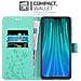 Custodia Compatibile Con Xiaomi Redmi Note 8 Pro In Turchese Fiore - Coperchio Protettivo In Design Floreale Con Chiusura Magnetica, Funzione Stand E Slot Per Carte - Foto miniatura 3