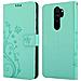 Custodia Compatibile Con Xiaomi Redmi Note 8 Pro In Turchese Fiore - Coperchio Protettivo In Design Floreale Con Chiusura Magnetica, Funzione Stand E Slot Per Carte - Foto miniatura 8