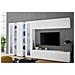 Parete Attrezzata Clemente, Set Salotto Porta Tv A 5 Ante, Mobile Soggiorno Multiuso, 100% Made In Italy, Cm 340x30h180, Bianco Lucido - Foto miniatura 1