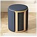 Pouf Contenitore Ecopelle Blu Decoro Oro Poggiapiedi Seduta Imbottita 35x45cm - Foto miniatura 3