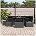 Set da pranzo da giardino 7 pezzi con cuscini in polyrattan nero e acacia - Foto miniatura 3