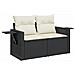 Set Divani da Giardino 11 pz con Cuscini in Polyrattan Nero - Foto miniatura 5