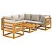 Set Salotto Giardino 7pz Cuscini Grigio Chiaro Legno Massello - Foto miniatura 1