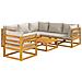 Set Salotto Giardino 7pz Cuscini Grigio Chiaro Legno Massello - Foto miniatura 3