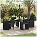 Set da Pranzo per Giardino con cuscino 5 pcs Nero Poly Rattan - Foto miniatura 2