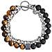 Bracciale Con Perle In Pietra Vulcanica - Bracciale Alla Moda Con Catena In Ferro Naturale Unico - Foto miniatura 2