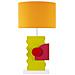 Lampada Da Tavolo Color B In Mdf Multicolore Con Paralume In Tessuto Arancione - Foto miniatura 1