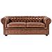 Divano Vintage A 3 Posti In Pelle Sintetica Marrone Invecchiato Chesterfield - Foto miniatura 29