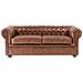 Divano Vintage A 3 Posti In Pelle Sintetica Marrone Invecchiato Chesterfield - Foto miniatura 3