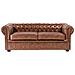Divano Vintage A 3 Posti In Pelle Sintetica Marrone Invecchiato Chesterfield - Foto miniatura 4