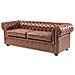 Divano Vintage A 3 Posti In Pelle Sintetica Marrone Invecchiato Chesterfield - Foto miniatura 7