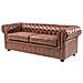 Divano Vintage A 3 Posti In Pelle Sintetica Marrone Invecchiato Chesterfield - Foto miniatura 20