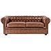 Divano Vintage A 3 Posti In Pelle Sintetica Marrone Invecchiato Chesterfield - Foto miniatura 9