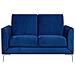 Divano 2 Posti In Tessuto Vellutato Blu Scuro Fenes - Foto miniatura 9