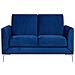 Divano 2 Posti In Tessuto Vellutato Blu Scuro Fenes - Foto miniatura 1