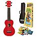 Arcobaleno Learn 2 Play Soprano Ukulele Con Essentials Pack - Red - Compreso Clip-on Sintonizzatore Aquila Strings Picks More - Foto miniatura 1