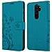 Custodia Compatibile Con Xiaomi Redmi Note 8 Pro In Blu Fiore - Coperchio Protettivo In Design Floreale Con Chiusura Magnetica, Funzione Stand E Slot Per Carte - Foto miniatura 8