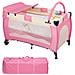 Lettino Culla Box Gioco + Fasciatoio e Giochi Bambini Campeggio Pieghevole Rosa - Foto miniatura 2