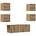 Set Mobile Tv 5 Pz Montato A Parete Rovere In Legno Multistrato - Foto miniatura 2