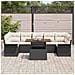 Set Divano da Giardino  8 Pezzi con Cuscini Rattan Nero Polyrattan, Divano da Giardino  a 2 posti con Scaffale e Cuscini Rattan Nero Polyrattan - Foto miniatura 3