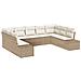 Set Divano da Giardino a 9 Pezzi con Cuscini Beige Polyrattan - Foto miniatura 1