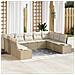 Set Divano da Giardino a 9 Pezzi con Cuscini Beige Polyrattan - Foto miniatura 2