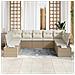 Set Divano da Giardino a 9 Pezzi con Cuscini Beige Polyrattan - Foto miniatura 3