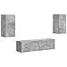 Set mobile TV 4 pcs Grigio cemento Legno multistrato - Foto miniatura 1