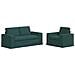 Divano 2 pcs Verde Scuro 182 x 80 x 82 cm Tessuto - Foto miniatura 1