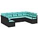 Set di divani con cuscino 9 pcs Nero polyrattan - Foto miniatura 1