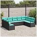 Set di divani con cuscino 9 pcs Nero polyrattan - Foto miniatura 2