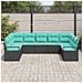 Set di divani con cuscino 9 pcs Nero polyrattan - Foto miniatura 3