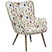 Sedia Wingback E Poggiapiedi Con Motivo Floreale Color Crema Vejle - Foto miniatura 9
