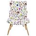 Sedia Wingback E Poggiapiedi Con Motivo Floreale Color Crema Vejle - Foto miniatura 6