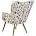 Sedia Wingback E Poggiapiedi Con Motivo Floreale Color Crema Vejle - Foto miniatura 10