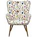 Sedia Wingback E Poggiapiedi Con Motivo Floreale Color Crema Vejle - Foto miniatura 14